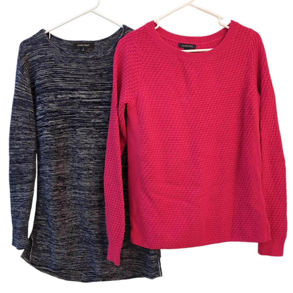 2 Sweaters Bundle, Land's End & Ellen Tracy, S, cotton, cozy, soft, long length - Picture 2 of 16